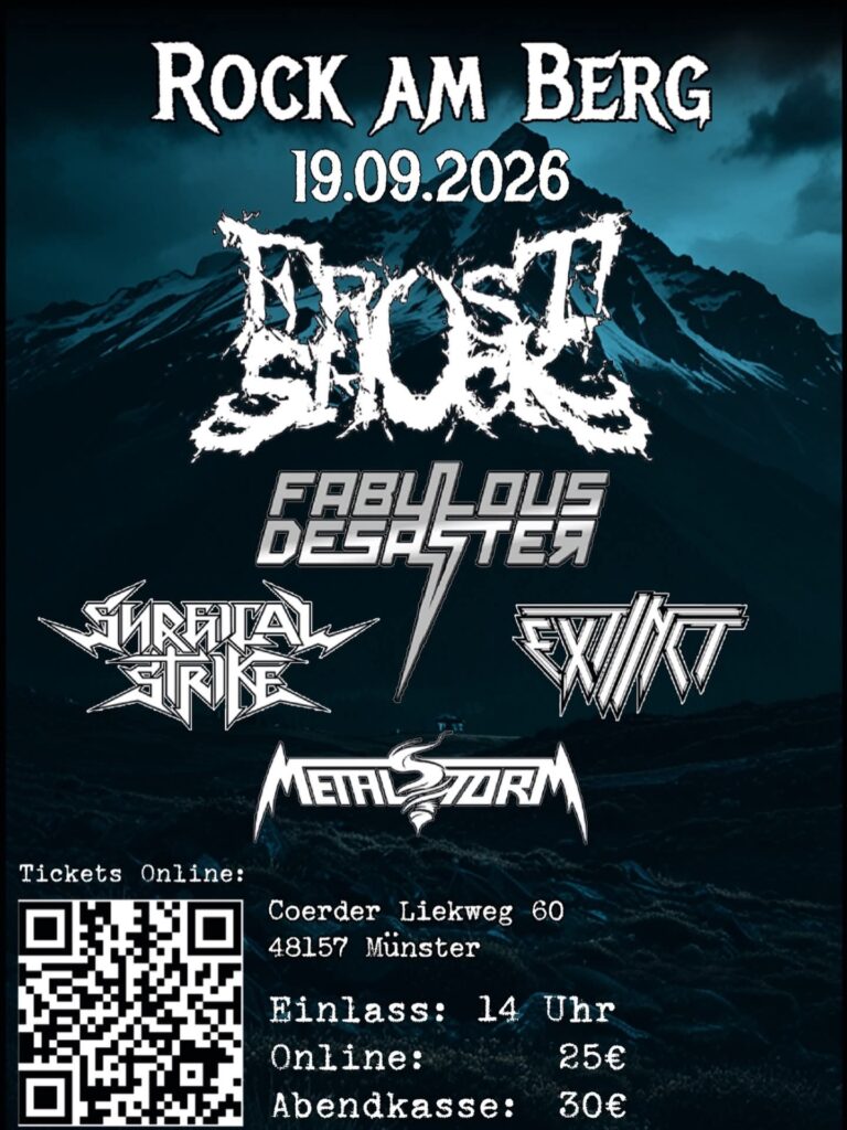 Thrash Metal und Melodic Death Metal für den guten Zweck:Rock am Berg Münster 2026 geht am 19. September in die sechste Runde!