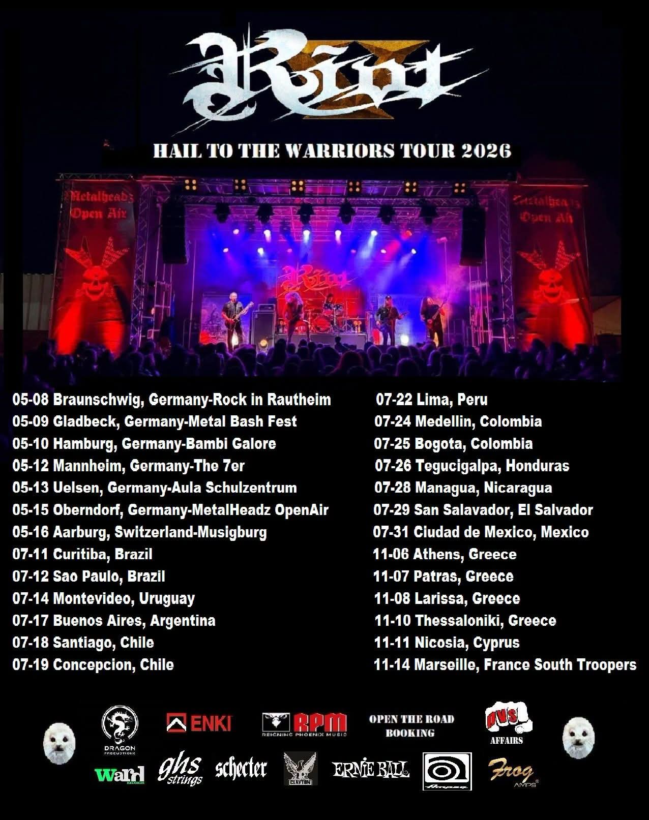 RIOT KÜNDIGEN WEITERE TOURPLÄNE FÜR 2026/2027 AN