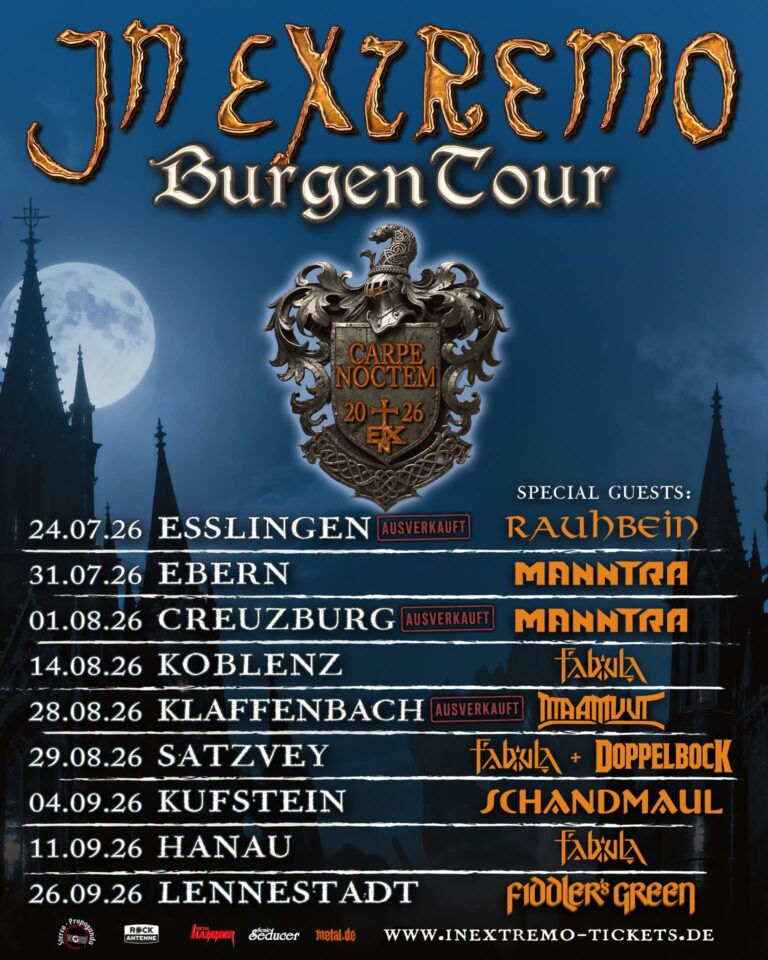 IN EXTREMO STELLEN TOUR SUPPORTS FÜR 2026 VOR