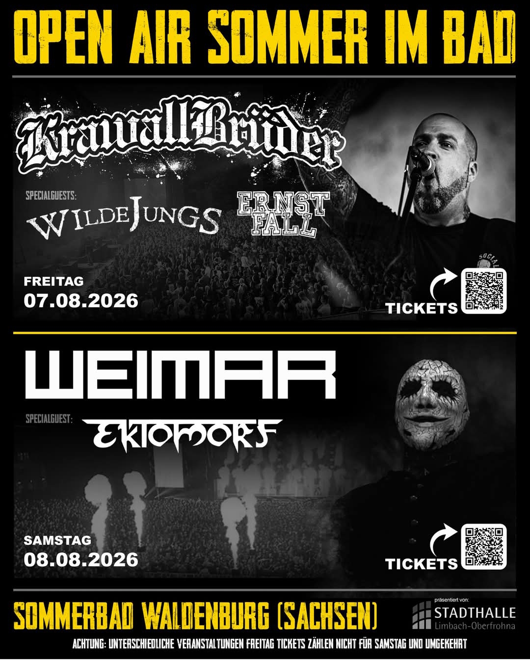 OPEN AIR SOMMER IM BAD 2026 – KRAWALLBRÜDER UND WEIMAR ROCKEN WALDENBURG