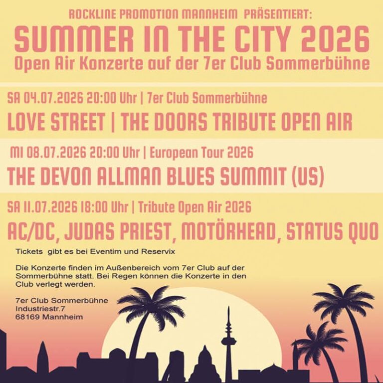 LIVE UNTER FREIEM HIMMEL – DER 7ER CLUB MANNHEIM LÄDT ZUR SOMMERBÜHNE 2026