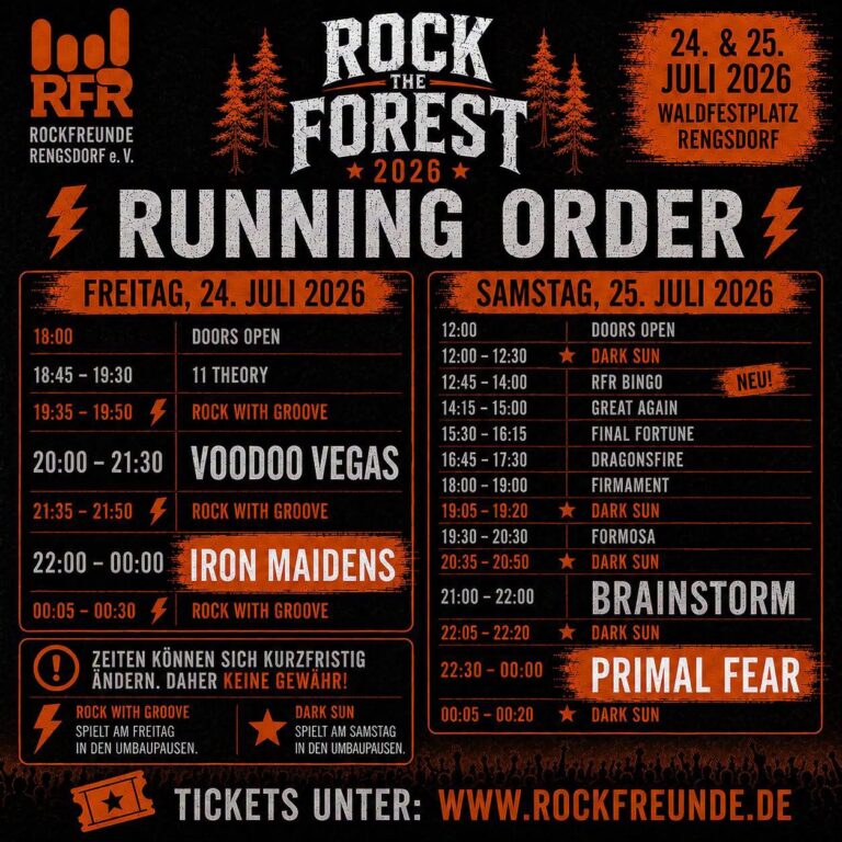 Rock The Forest Festival 2026 veröffentlicht Running Order